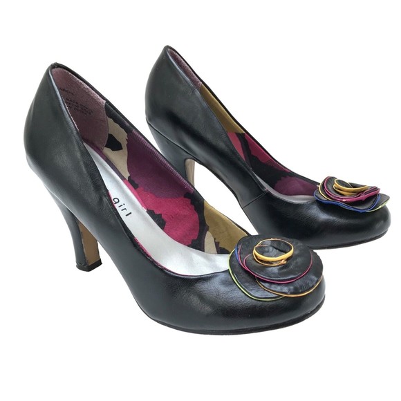 MADDEN GIRL Pin Up SASHHA Black Faux Leather Shoes Heels Size 7 - Picture 1 of 7